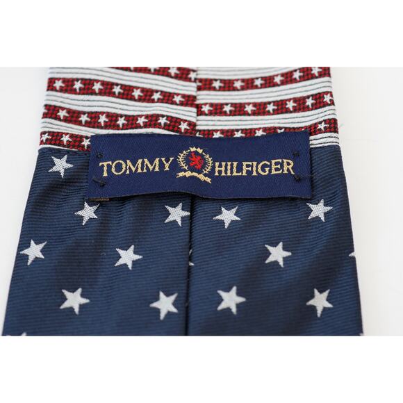 VTG 90s Tommy Hilfiger Stars Stripes Silk Tie Preppy Business Americana Grandpa - Picture 3 of 15